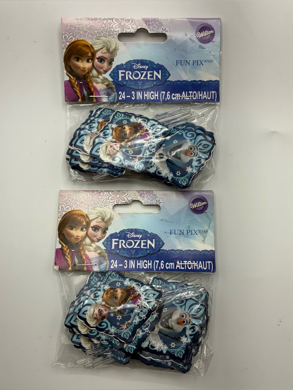 2 Packs Frozen Wilton Disney 24 Fun Pix Cake Cupcake Toppers Elsa Anna Olaf NEW